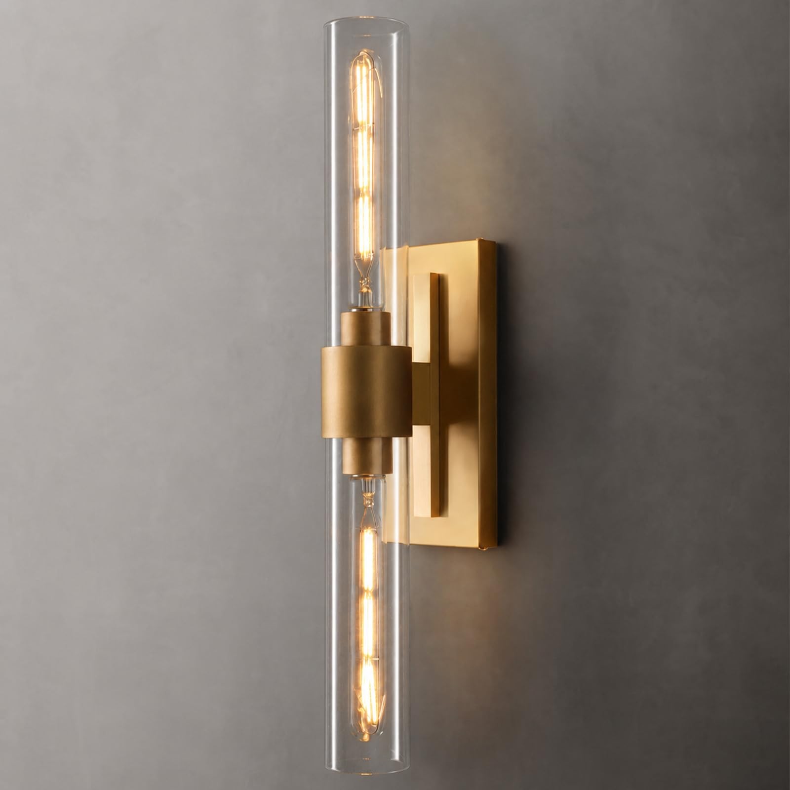 ** NEW Hardwired Brushed Brass Wall Sconce | Dimmable | 2 E26 Bulbs Included