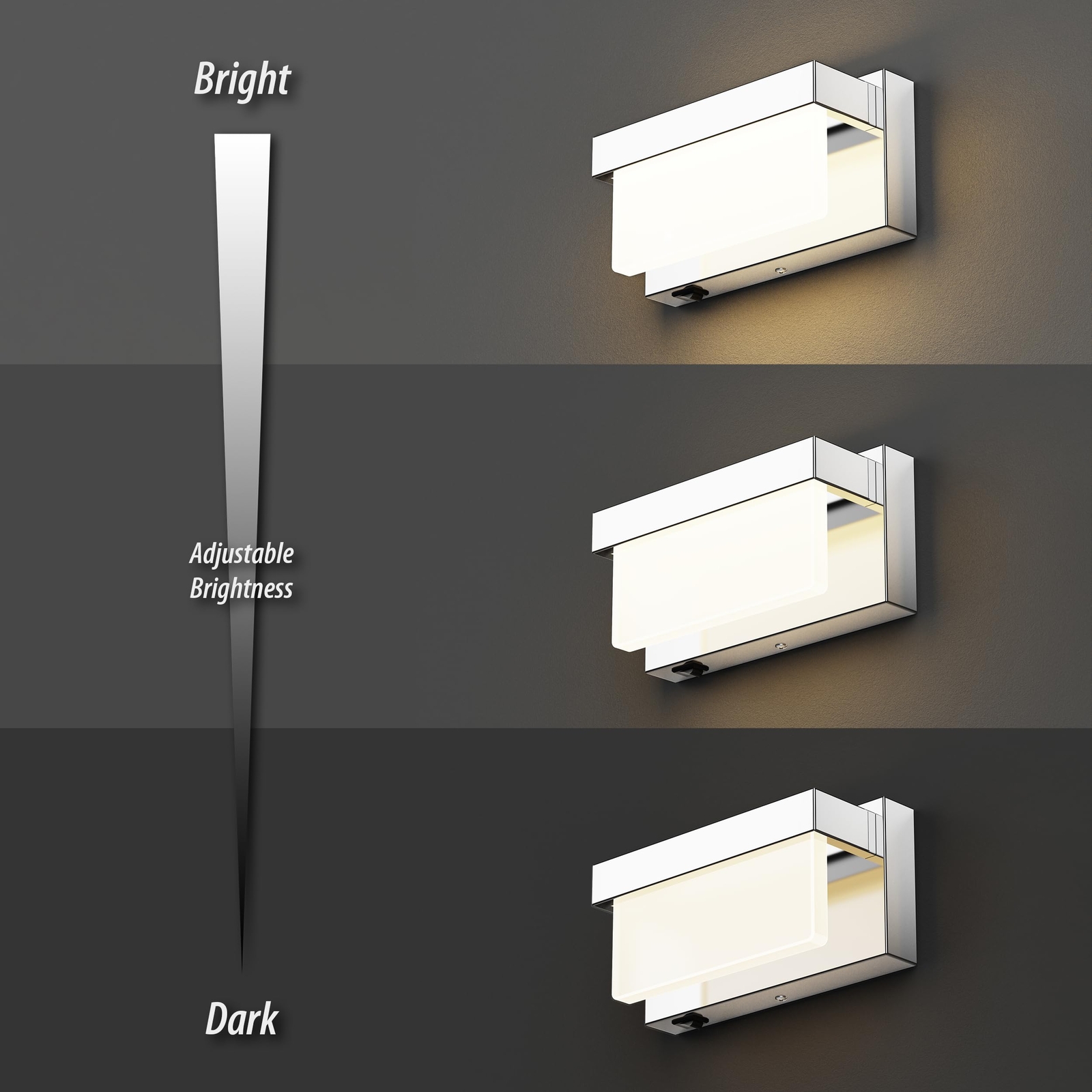 Chrome Wall Sconce with LED Light 8 Inch Wall Lamp with On/Off Switch