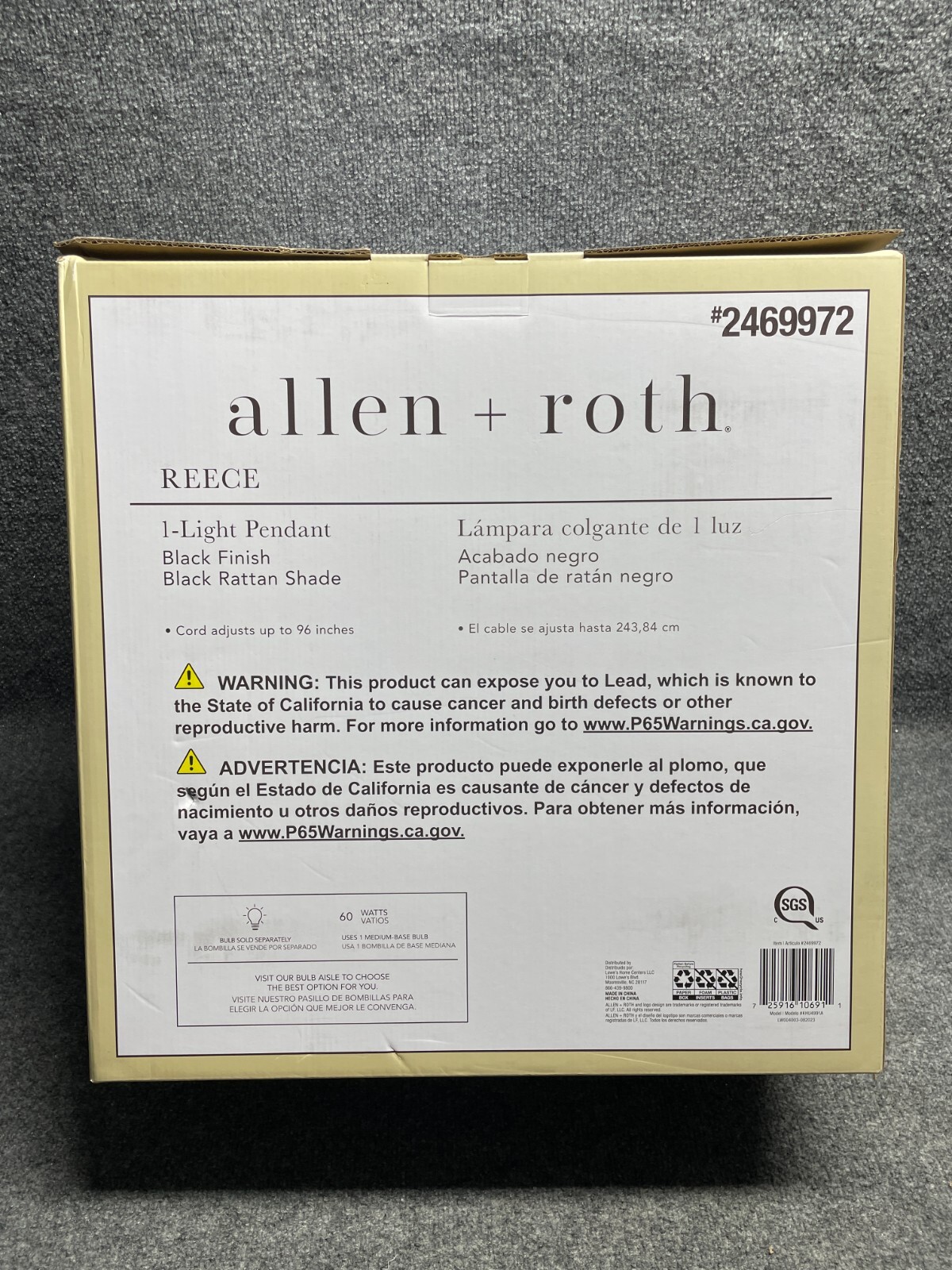 allen + roth Reece Black Traditional Bell Hanging Pendant Light