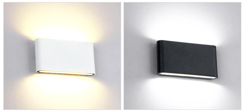 6W 12W COB LED Wall Light Up & Down Outdoor Sconce Lamp Light Black / White EF