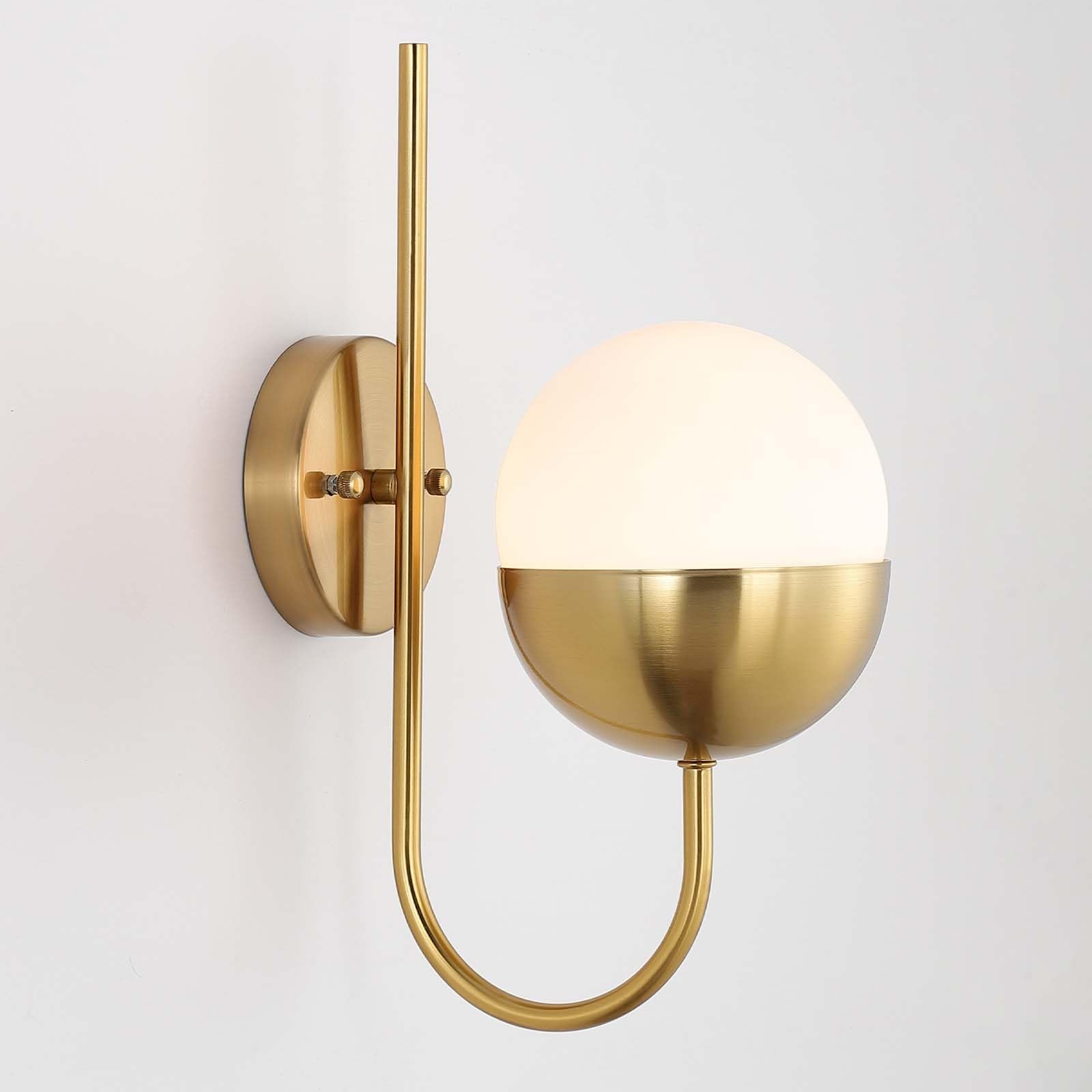 Brass Gold Wall Sconce,Mid Century Modern Wall Light,Globe Wall Lighting with Fr