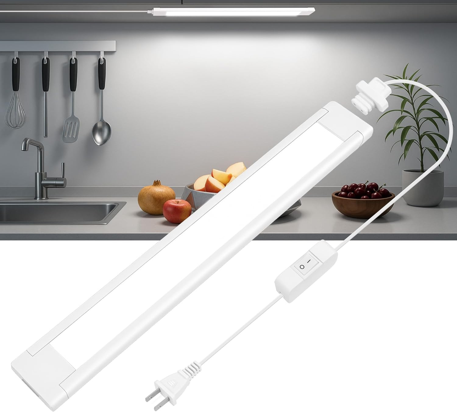 under Cabinet Lighting Plug In, 14 Inch Linkable Ultra Bright LED Light Bar, Ren
