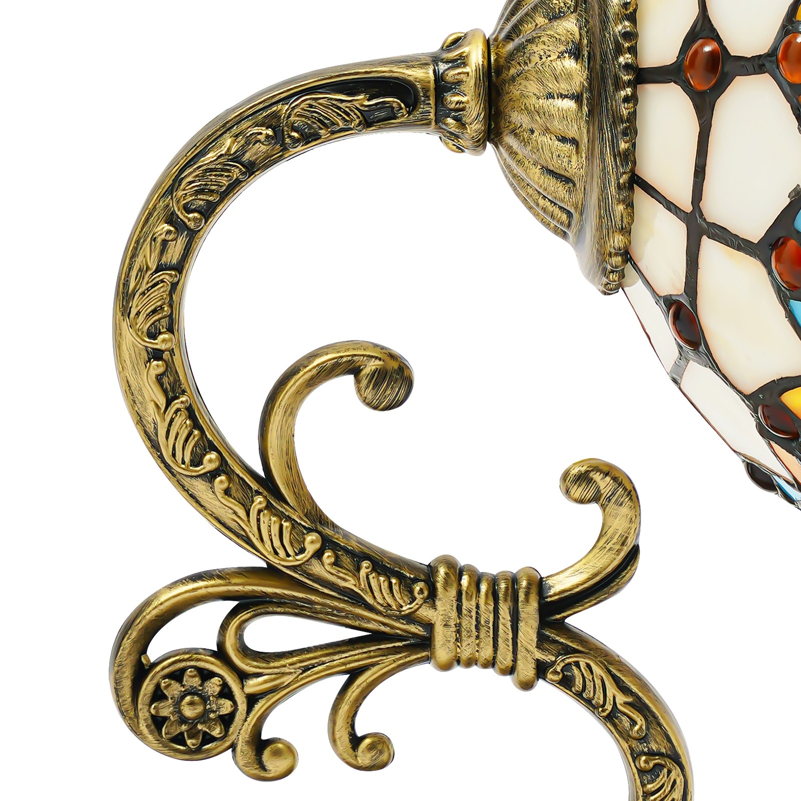 220V Wall Mount Lamp Baroque Wall Sconce Stained Glass Light Art Decor Fixture