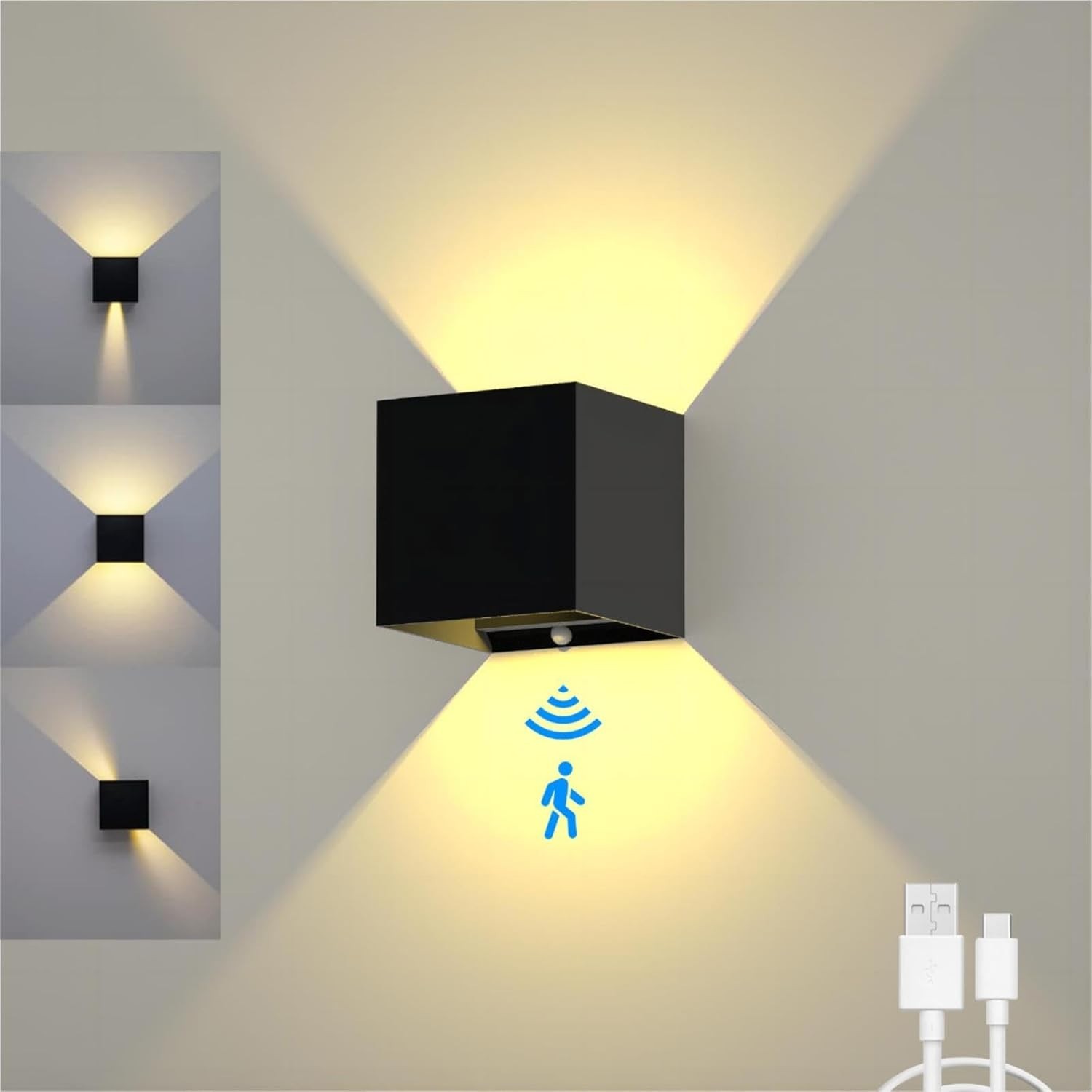Battery Operated Wall Sconces, 12W Motion Sensor Light Indoor, 6000mAh Wall L…