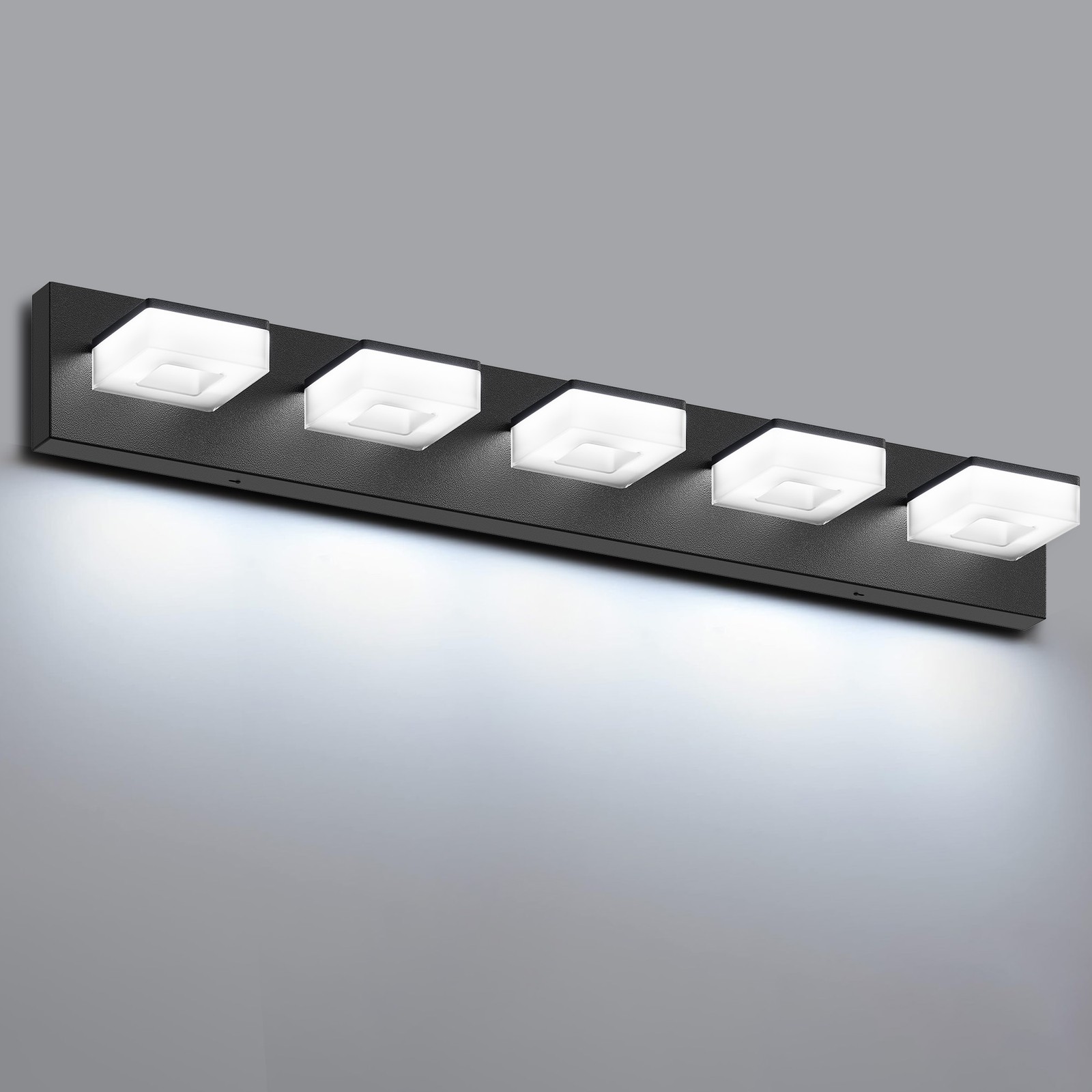 LED 5 Lights 32 Inch Black Modern Vanity Light Bathroom Over Mirror Wall Fixture
