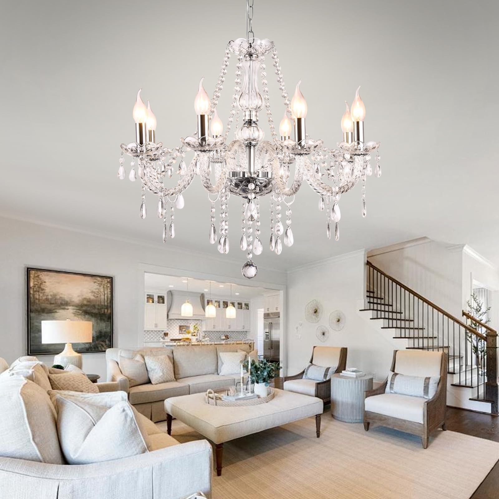 Modern Elegant 8 Lights K9 Crystal Glass Chandelier Pendant Ceiling Lighting …