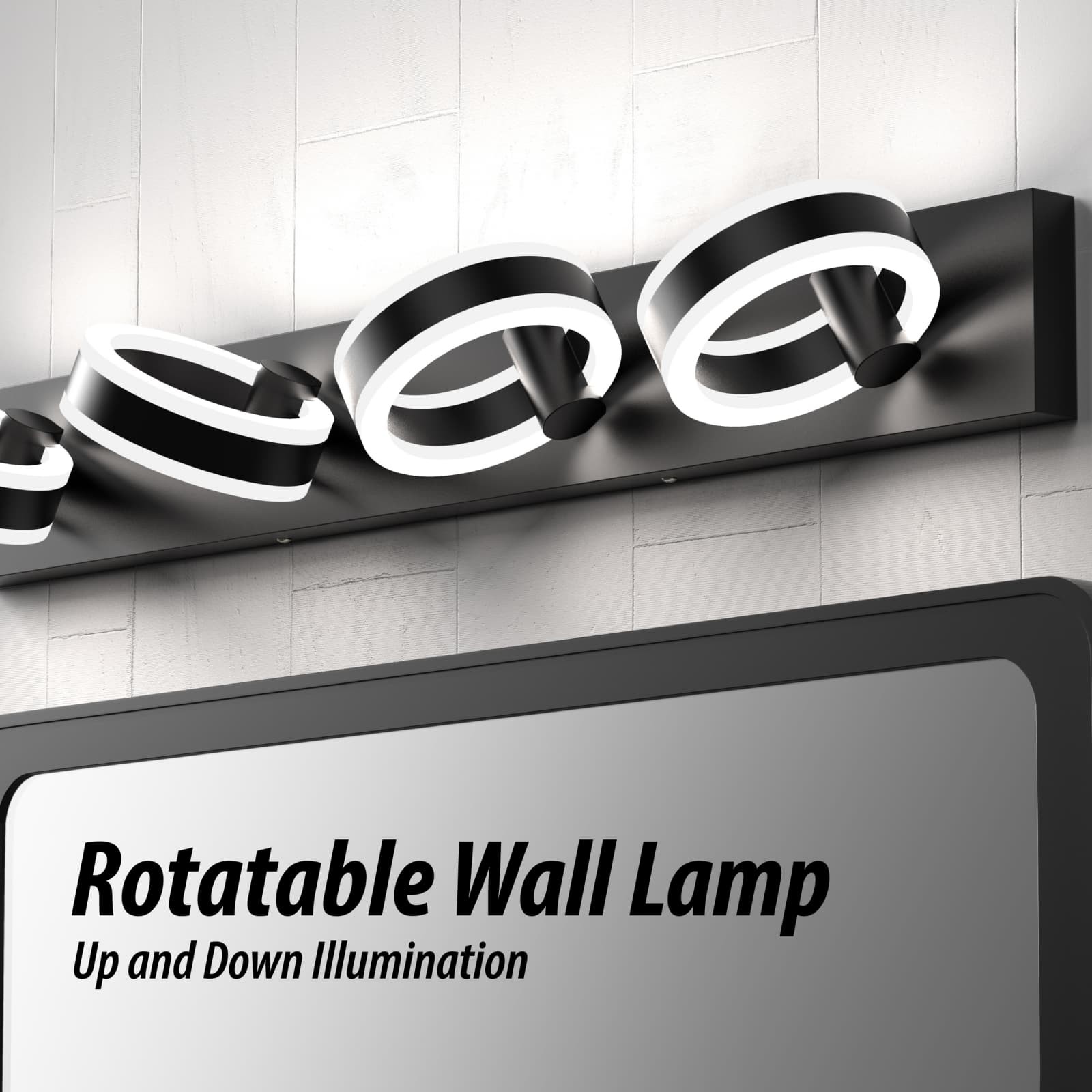 4-lights LED Black Modern Dimmable Rotatable Wall Lighting Bedroom Sconce Lamp