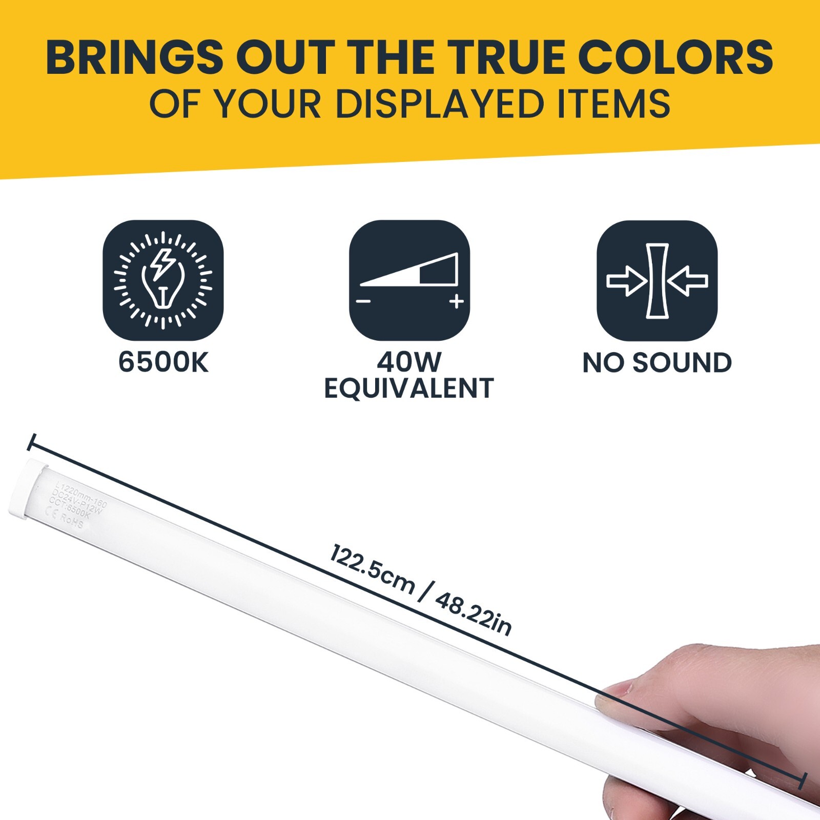 LED Shelf Lighting, 6500K Shelf LED Lights with Opalescent PC Cover, 50,000-Hour