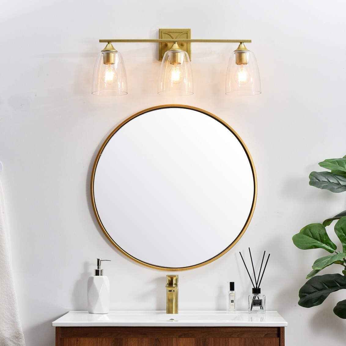 Wall Sconce Modern Vanity Bathroom Dining Room Glass Shades Light Fixture 24″