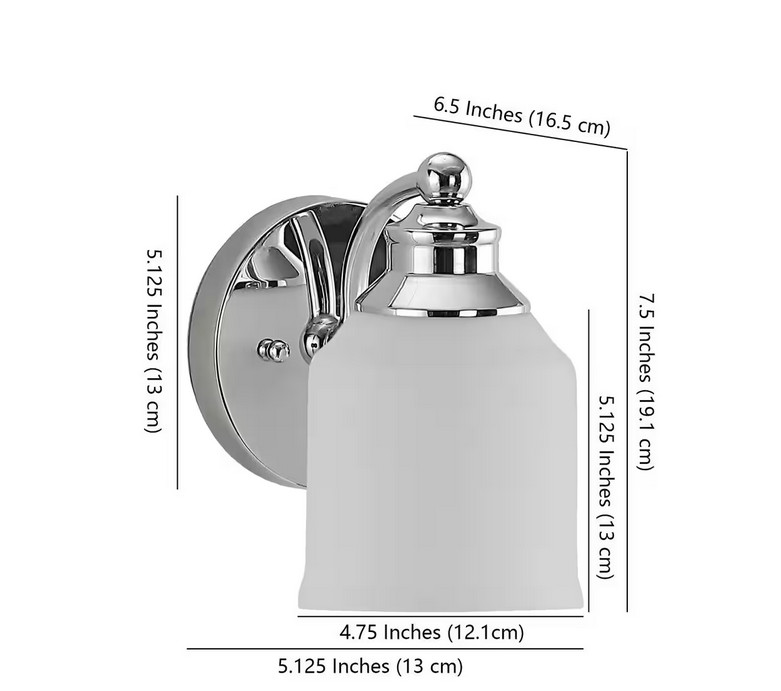 JONATHAN Y Lydia 5.13 in. 1-Light Iron/Frosted Glass LED Chrome Vanity Light