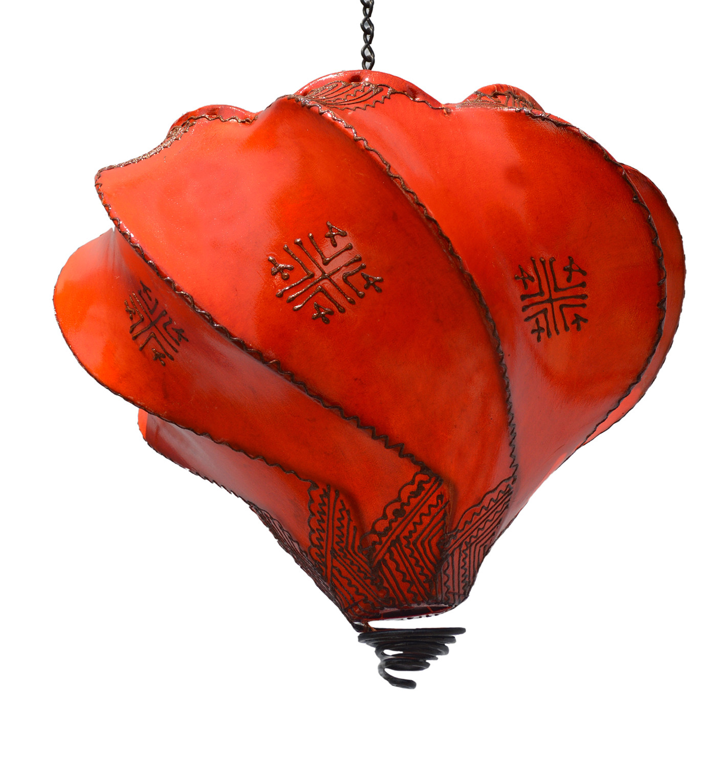 Moroccan Henna Ceiling Light Fixture Goat Skin Fancy Handmade Home Decor Orange