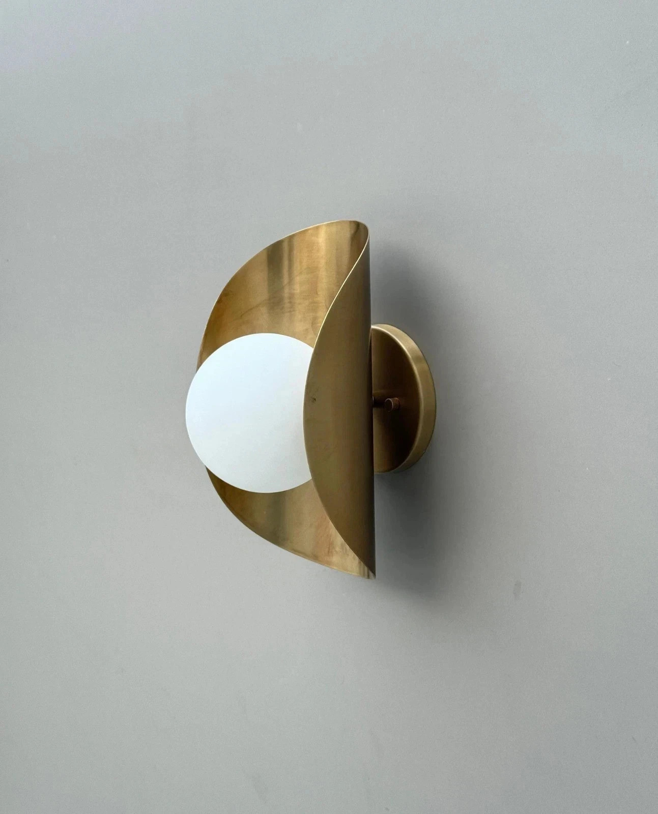 Mid Century Brass Wall Sconce Modern Frosted Glass Accent Wall Fixture Light