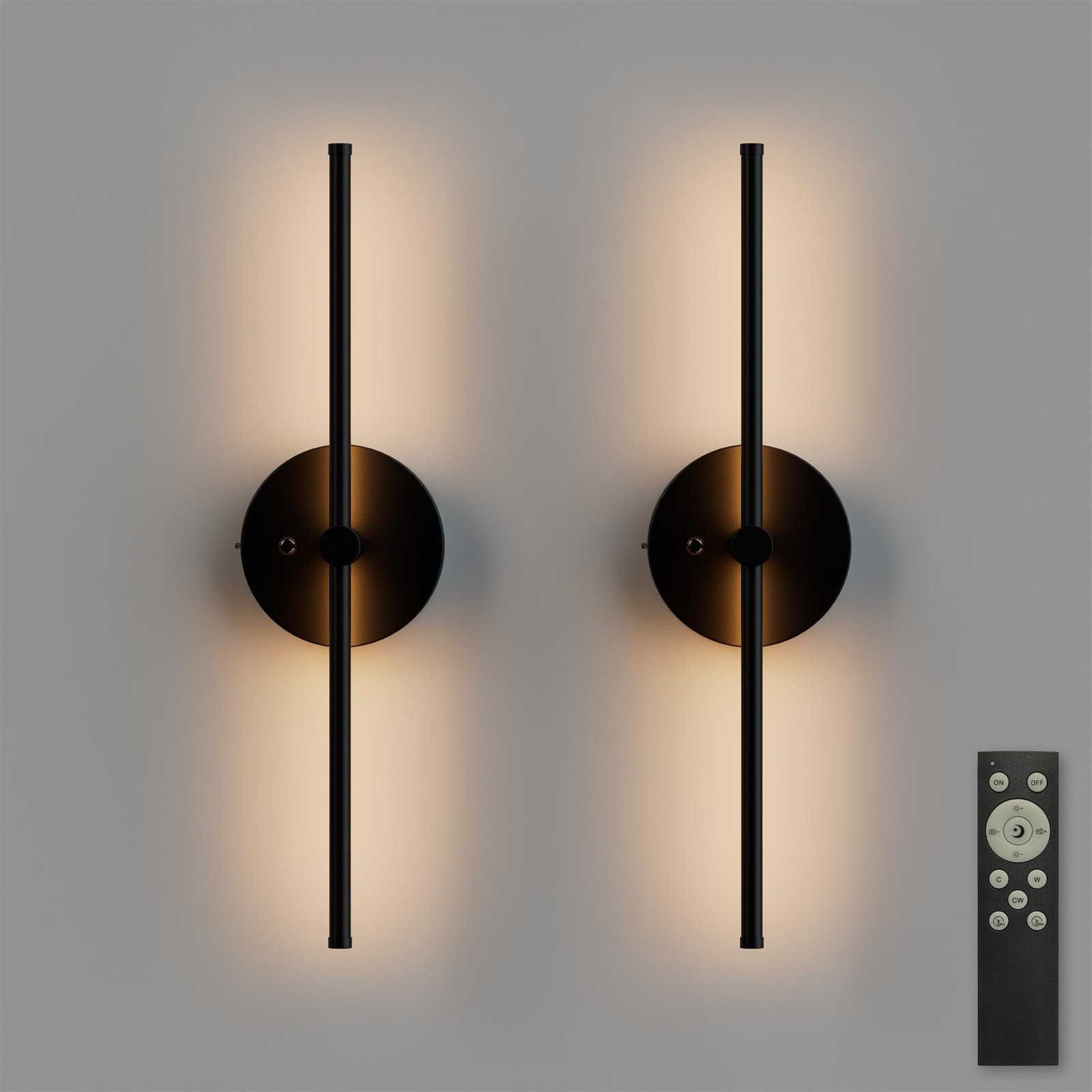 Battery Operated Wall Sconce: 24-inch Wireless Wall Sconces Set of with Remot…
