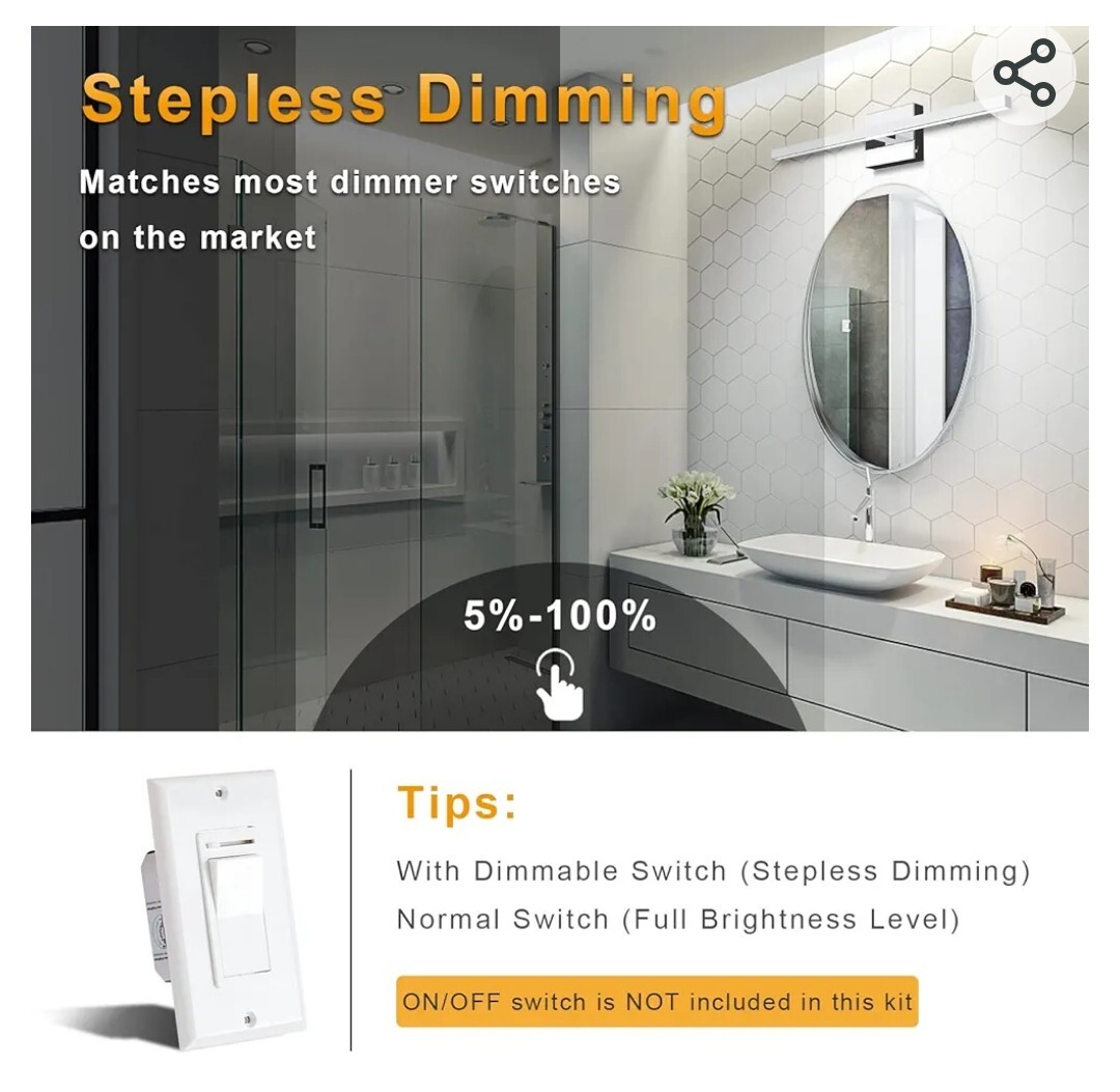 NIORSUN 23.62 inch Modern Bathroom Vanity Light Dimmable 5CCT 980LM 14W LED B…