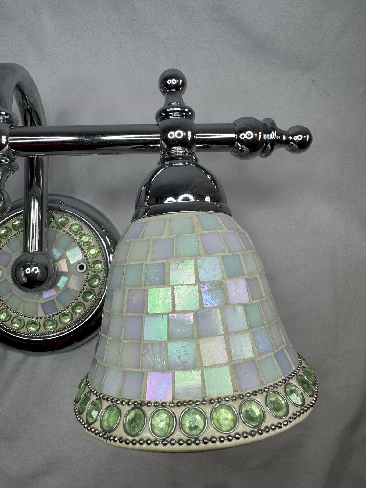 Chrome Mosaic Wall Sconce 2-Light Bell Shaped Multicolor Bathroom Vanity Light