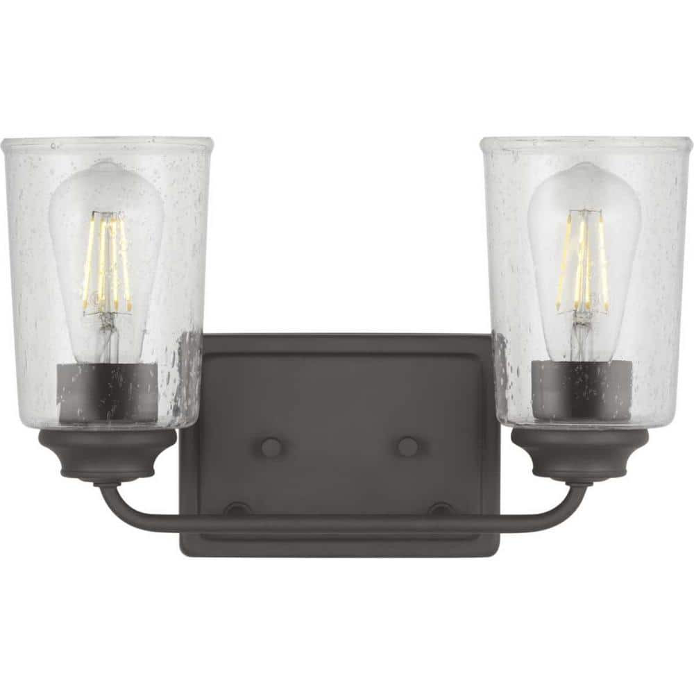 Hampton Bay Evangeline 13-5/8 in. 2-Light Modern Bronze Bathroom Vanity Light