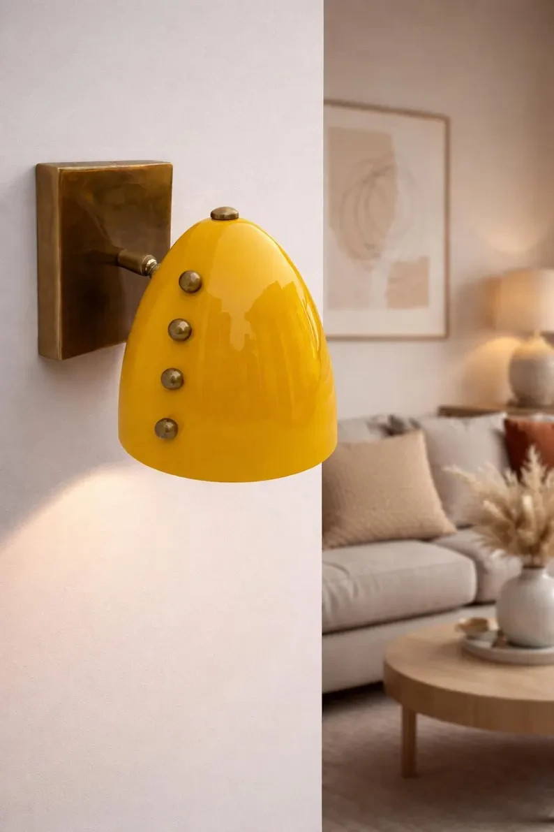 Wall Sconce Brass Wall Light Luxury Modern Yellow Wall Lamp Handmade Scone