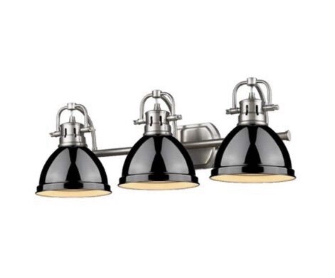 NEW Grinnell 3-Light Vanity Light High Gloss Black/Polished Chrome- SHVL3213GLBK