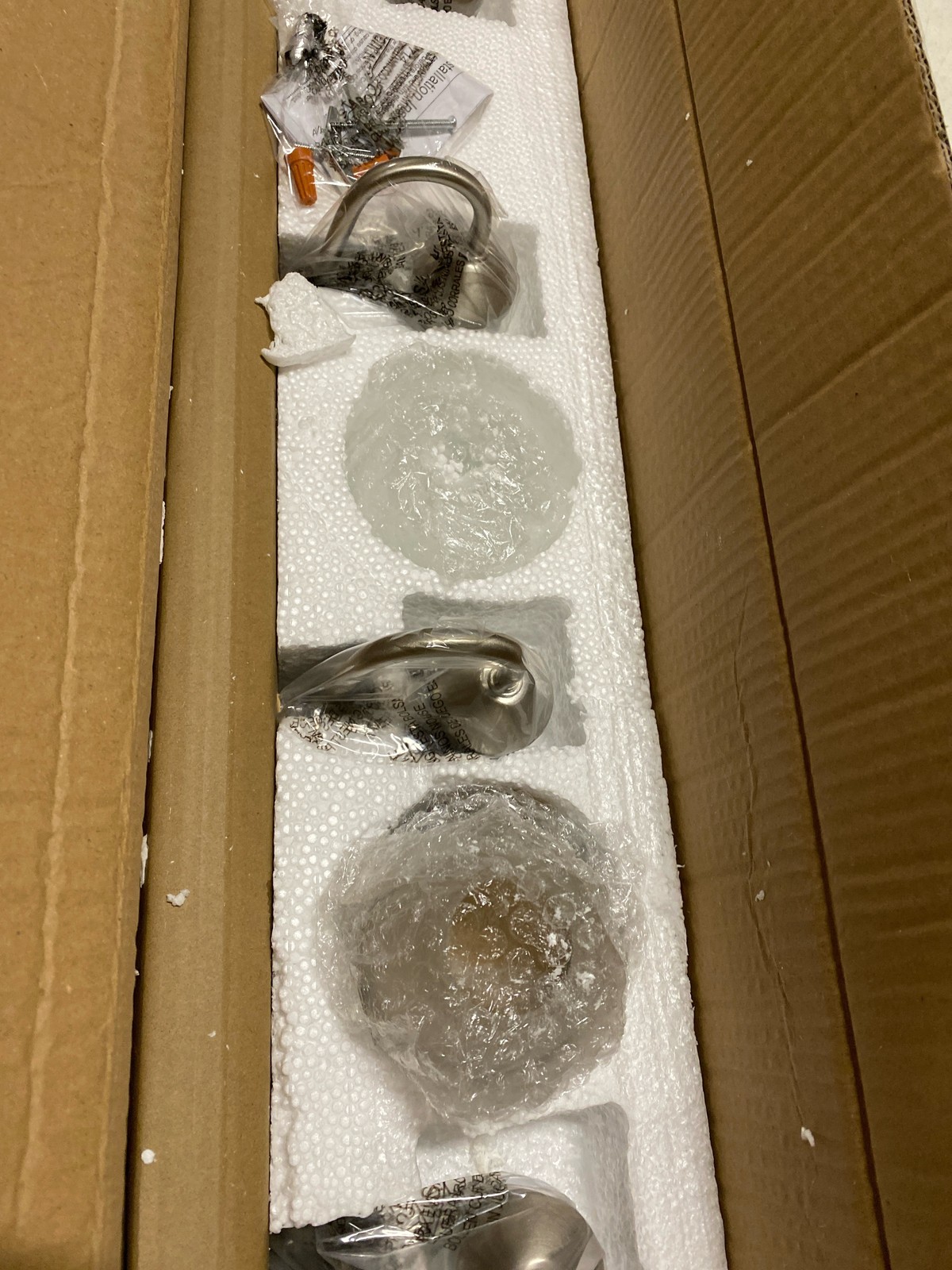 Kichler 5-Light Etched Glass Bath Vanity Light Brushed Nickel, Model 45885