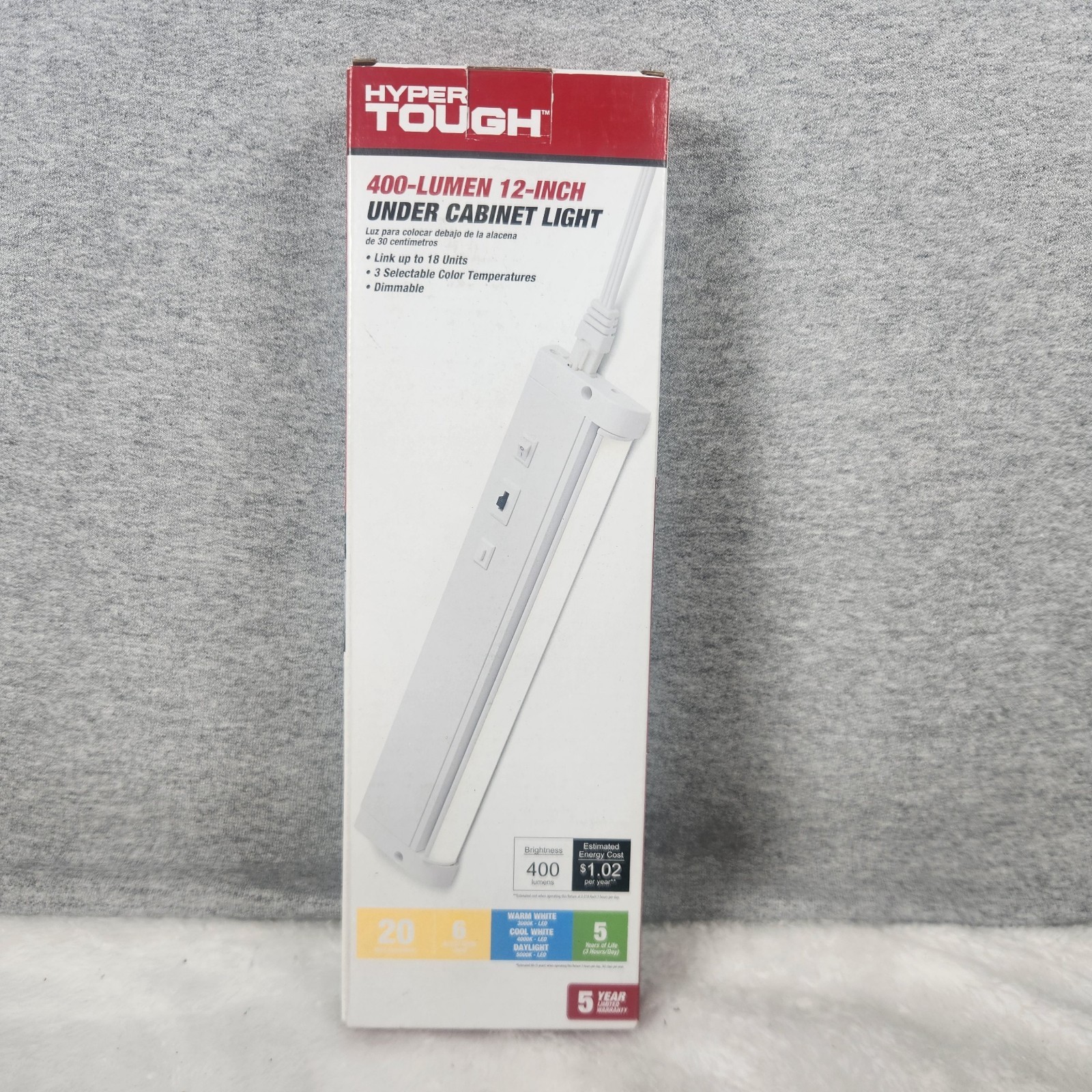 LED Under Cabinet Light Swivel 400 Lumen Dimmable Adjustable Linkable New In Box