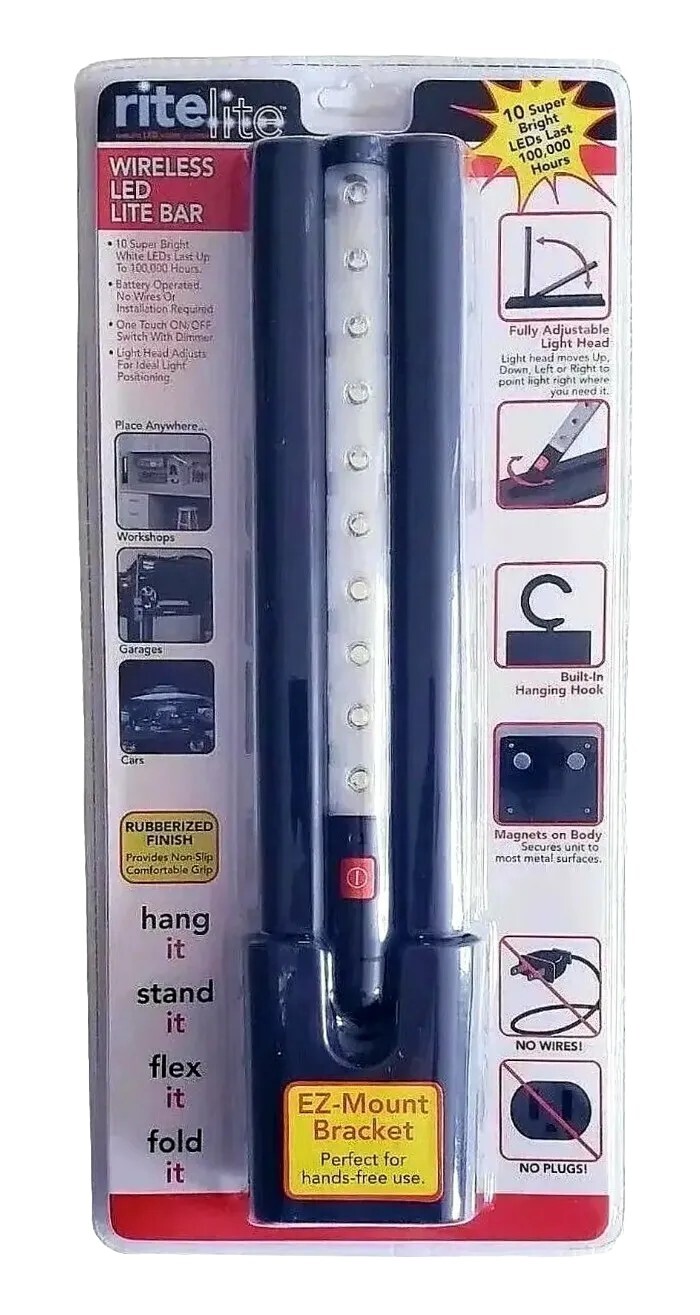 Rite Lite Wireless LED Light Bar 10 Bright LEDs Swivel Pivot New Factory Sealed