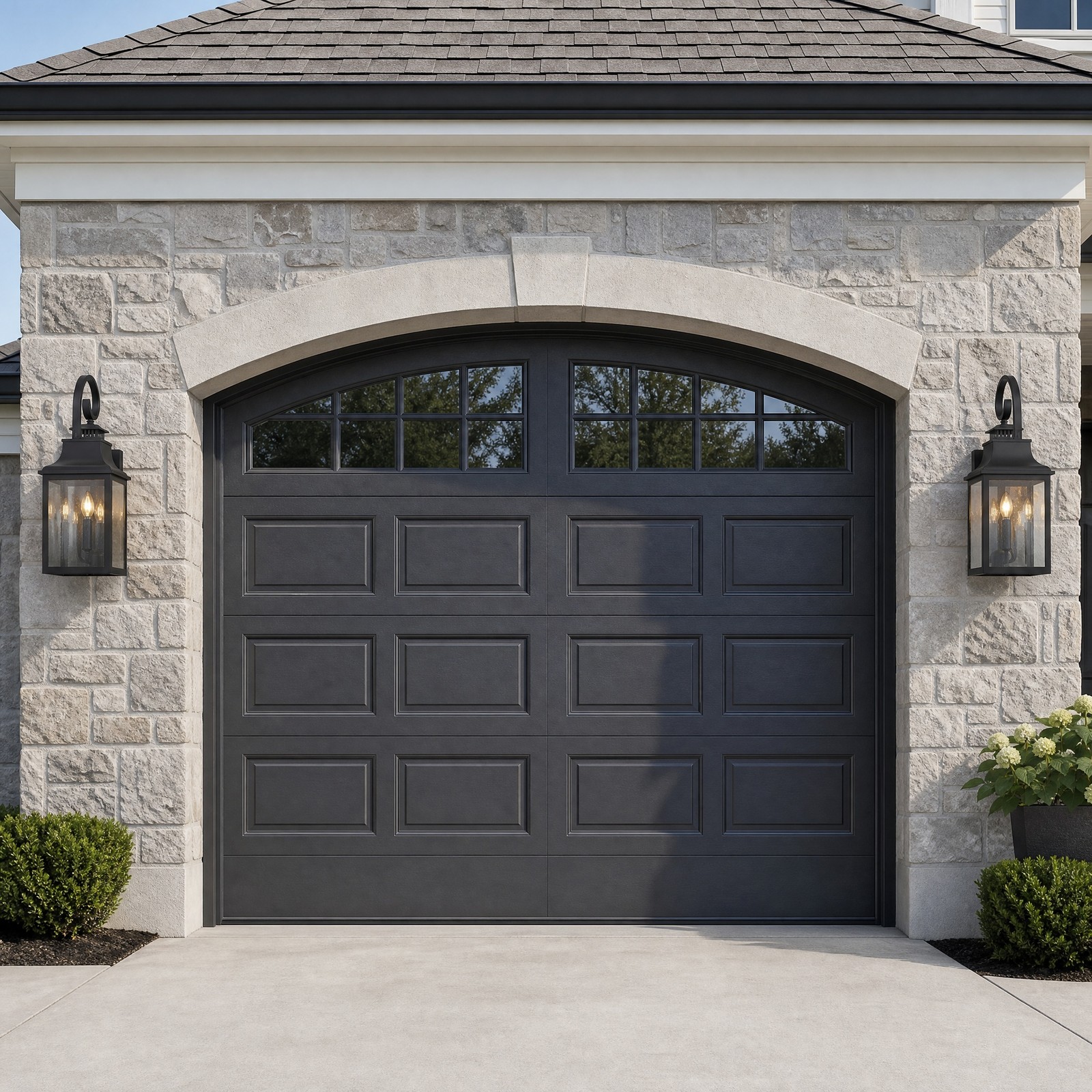 23 inch Outdoor Large Black Modern Wall Sconce Clear Seeded Glass Light Fixture