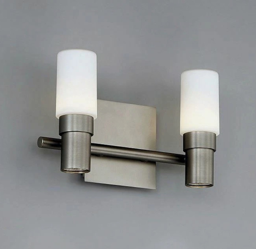 WAC Lighting Elementum WS-76612-SN Satin Nickel 12″W 2-Light LED Bathroom Light
