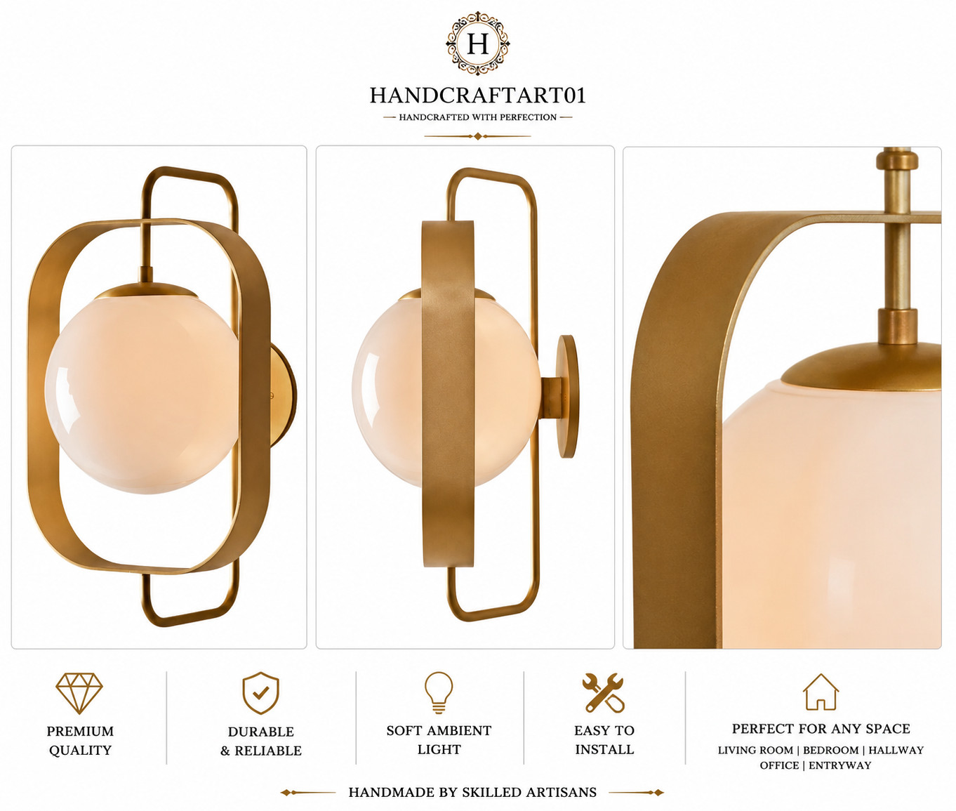 Olivia Wall Sconce Brushed Satin Brass Milk Glass Modern Bathroom Bedroom Light