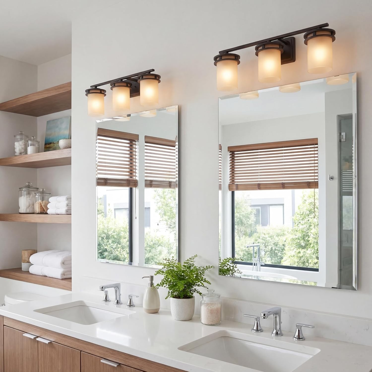 Hendrik 24 in. 3-Light Olde Bronze Contemporary Bathroom Vanity Light with Light