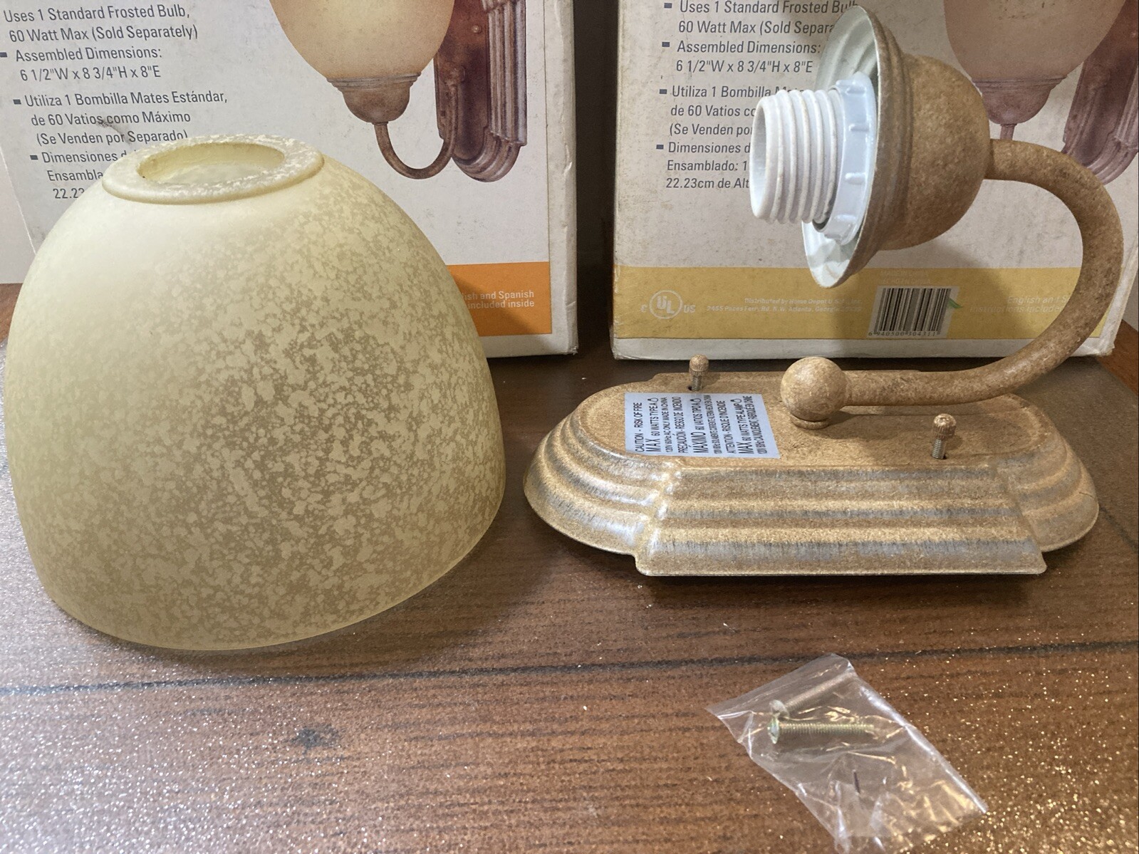 Set of 2 Commercial Electric WALL SCONCE 848 320 Umber Sunset Rustic Scavo Glass