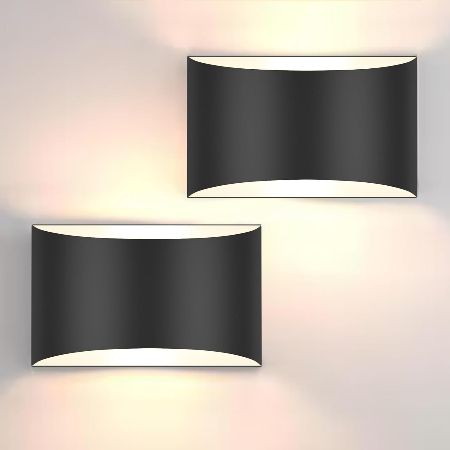 FOLKSMATE Modern LED Wall Sconces, 3000K Warm White Hardwired 7.68inch, Black