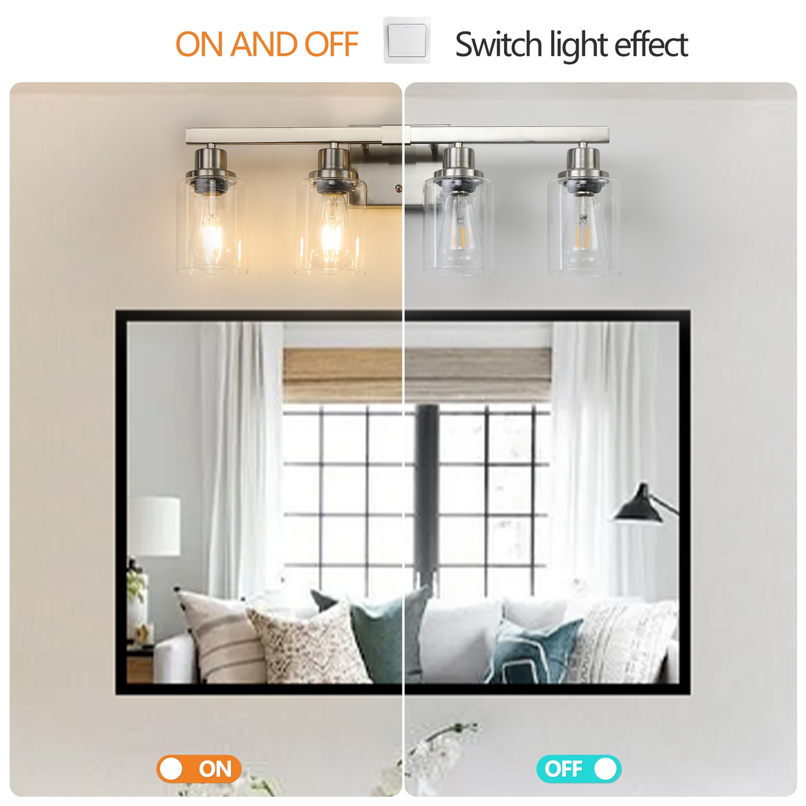 24″ Modern Nickel Vanity Light Bathroom Mirror Wall Lamp 4 Lights Sconce Fixture