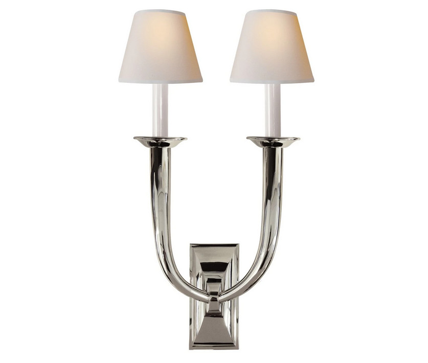 Visual Comfort French Deco Horn Double 22″ S 2021PN-NP Polished Nickel *NEW*
