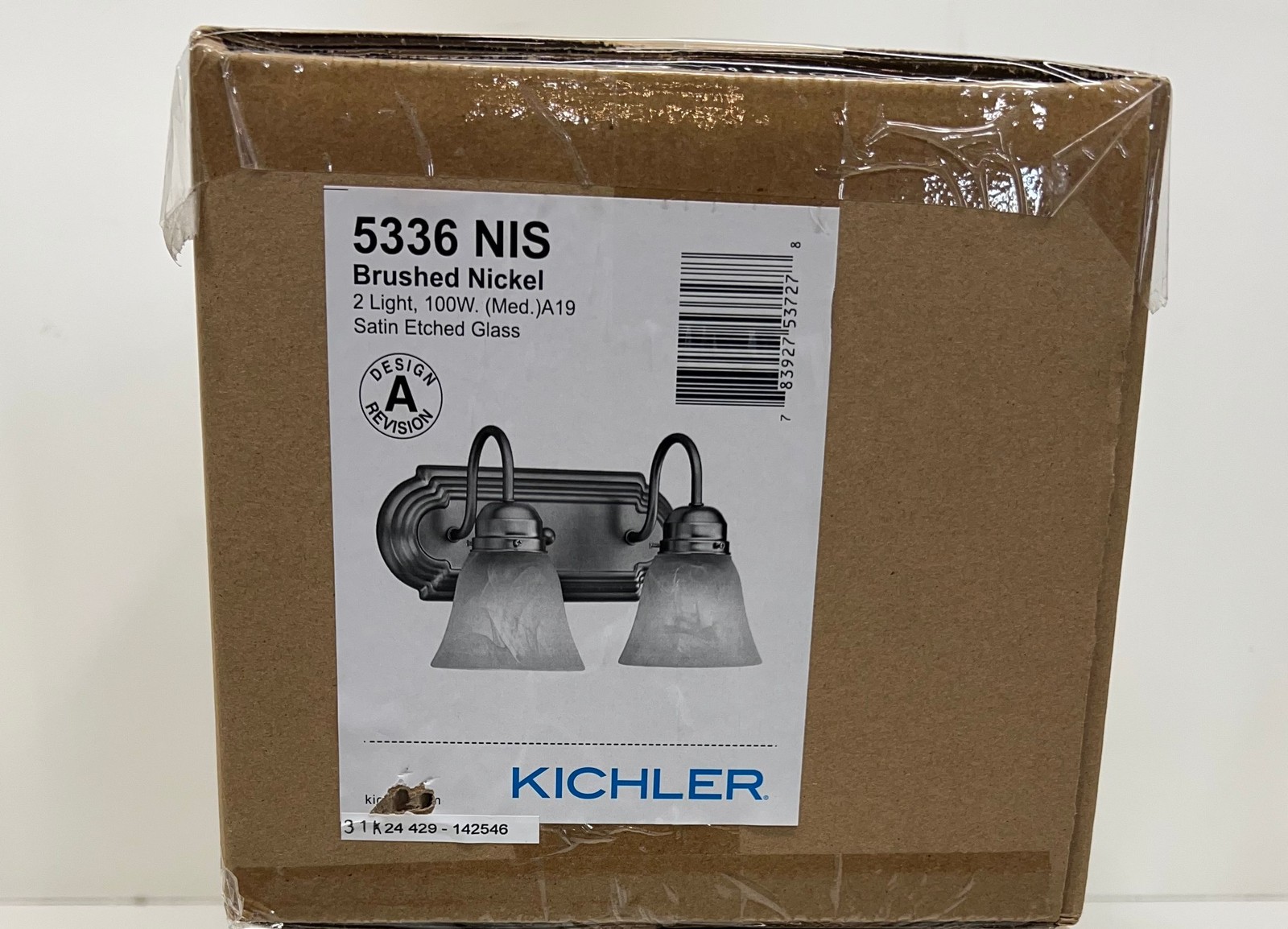 LOT OF 2 Kichler 5336NIS 12 in. 2Light Brushed Nickel Vanity Light Frosted Glass