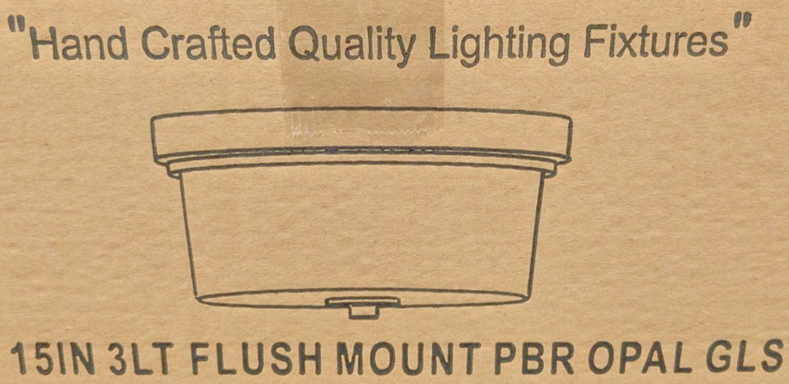 SUNSET 15″ 3-LAMP FLUSH MOUNT CEILING LIGHT FIXTURE PROVINCIAL BRONZE OPAL GLASS