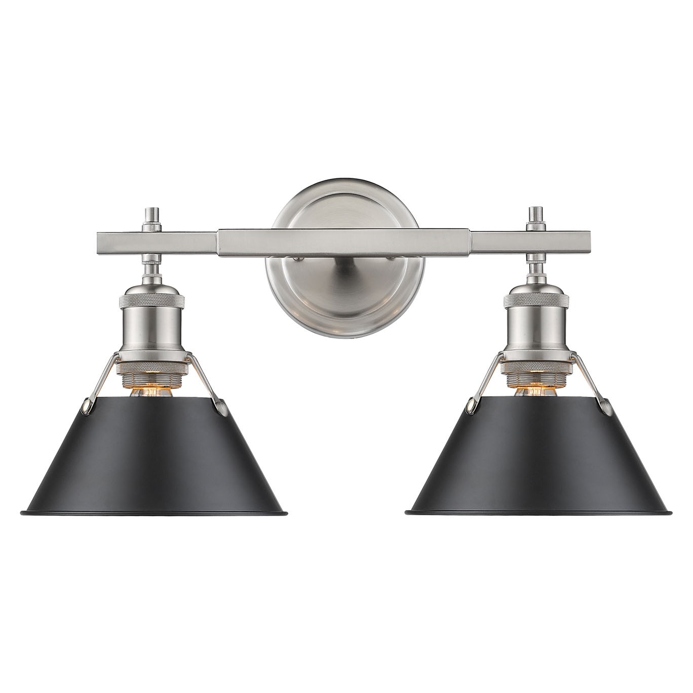 Golden Lighting 3306-BA2 PW Orwell 2 Light 18″W Vanity Light – Black