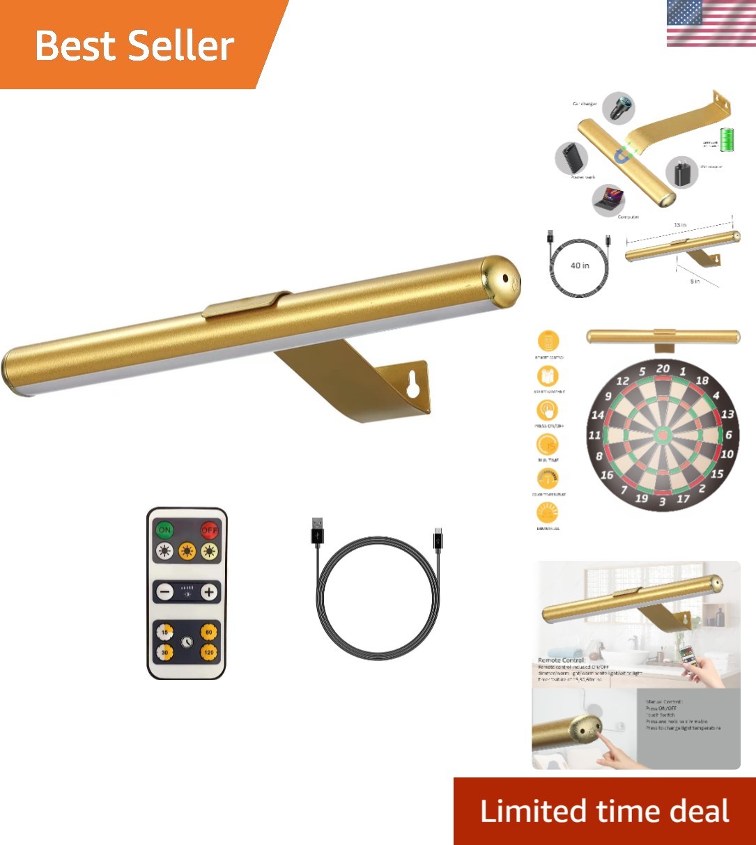 Commercial-Grade Dimmable Art Light – Wireless & Rechargeable, Timer Included