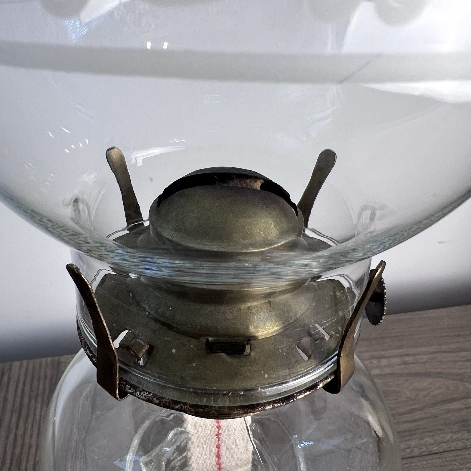 Vintage Wall-Mounted Oil Lamp Sconce | Etched Glass & Wood | Primitive Lighting