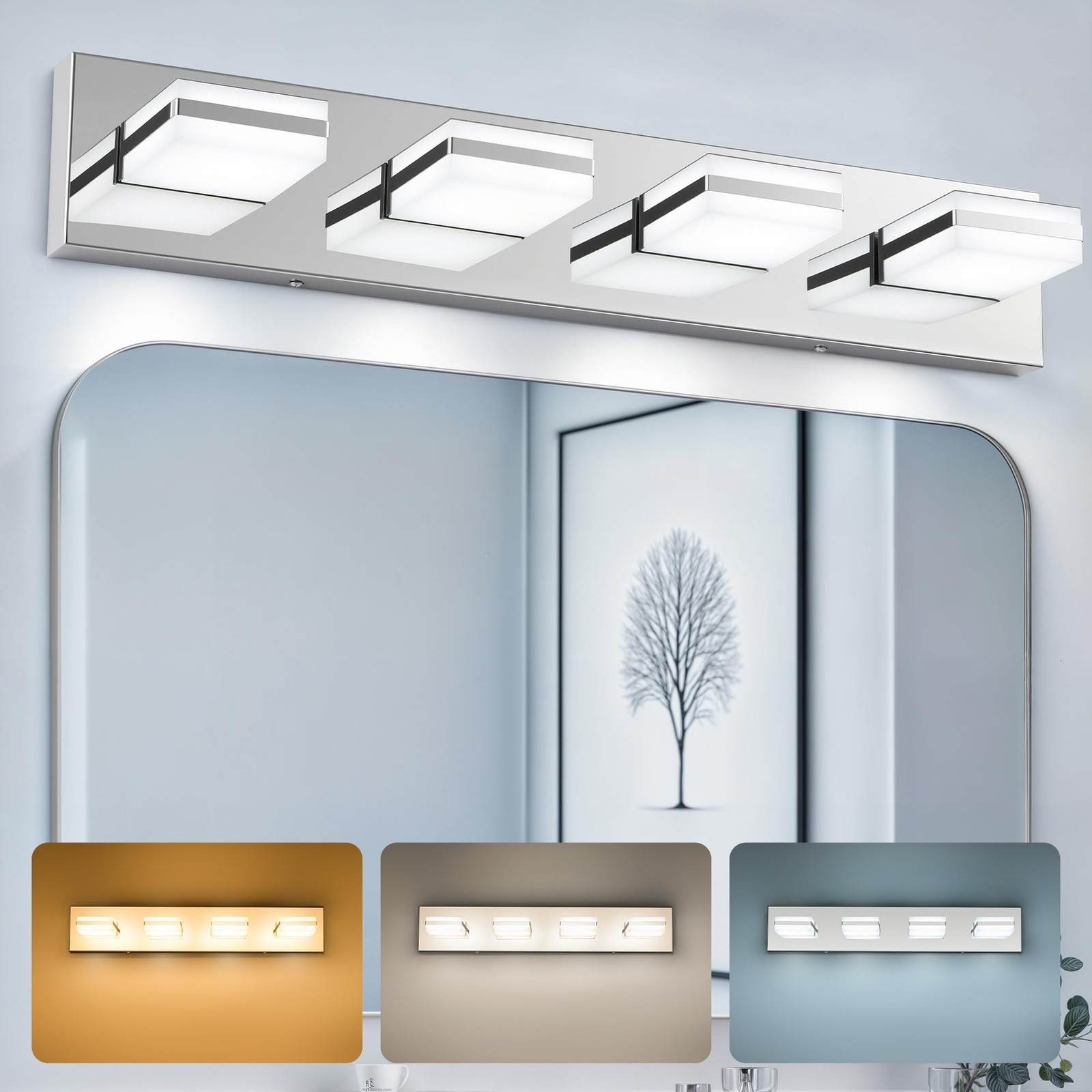 VONLUCE BVL-4LTL LED Bathroom Vanity Light Fixture – Chrome