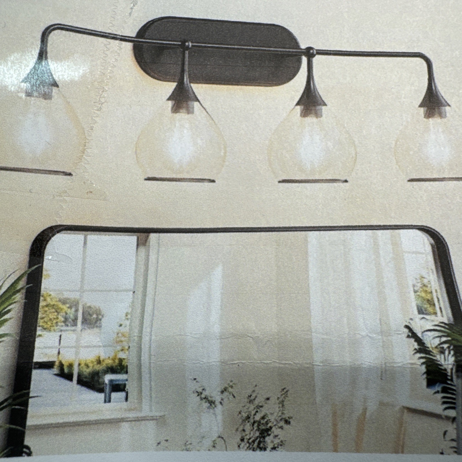 4 Light Vanity Lights Over Mirror Black Wall Lamp with Clear Glass Modern Decor