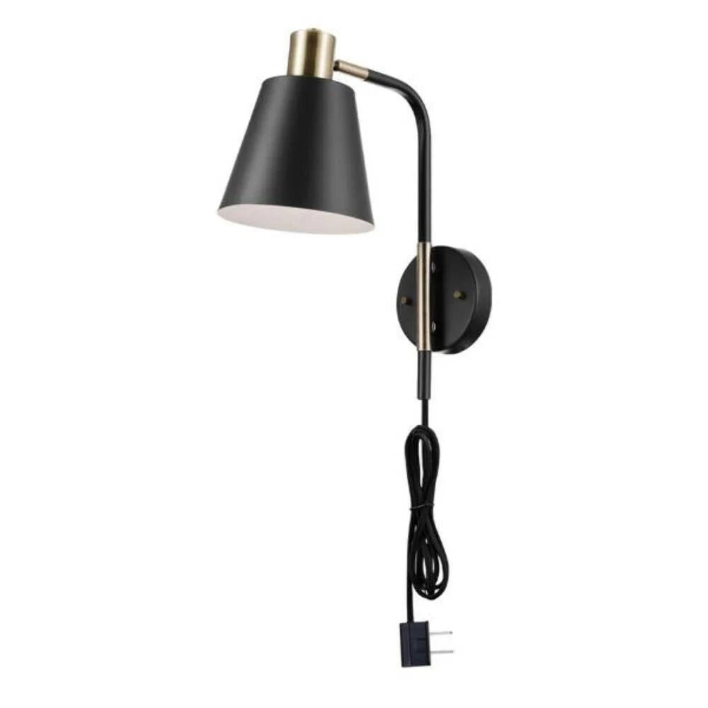 DAVIS 2 in 1-Light Matte Black Plug-in or Hardwire – WALL SCONCE with 6 Ft. Cord