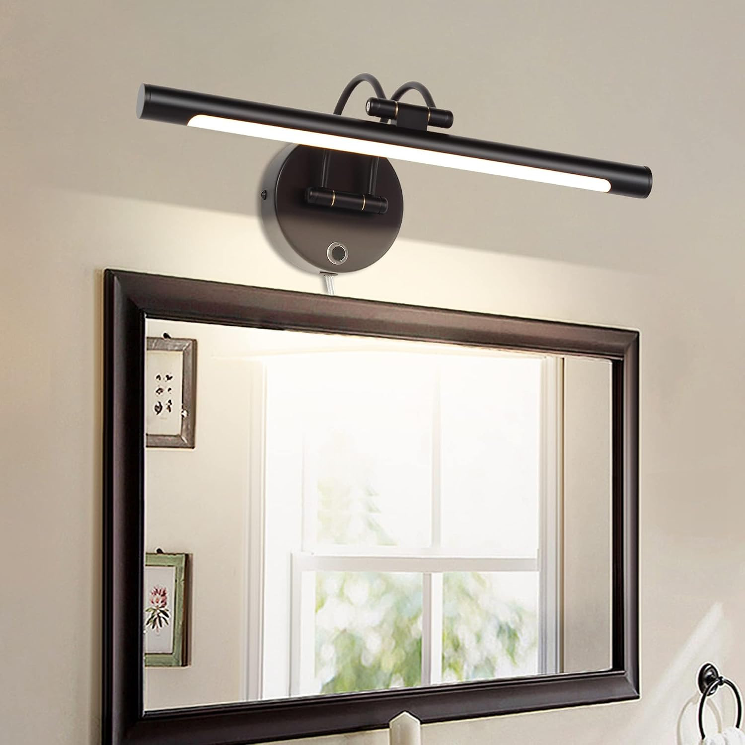 Dimmable LED Vanity Light 15.75″ Adjustable Arm Wall Sconce – Black 3000K