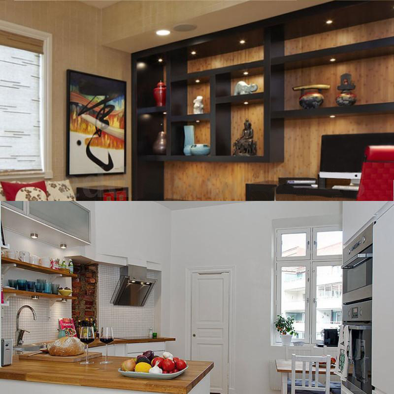 3W Kitchen LED Under Cabinet Lighting Showcase Light Kit Puck Spot Lamp Bulbs