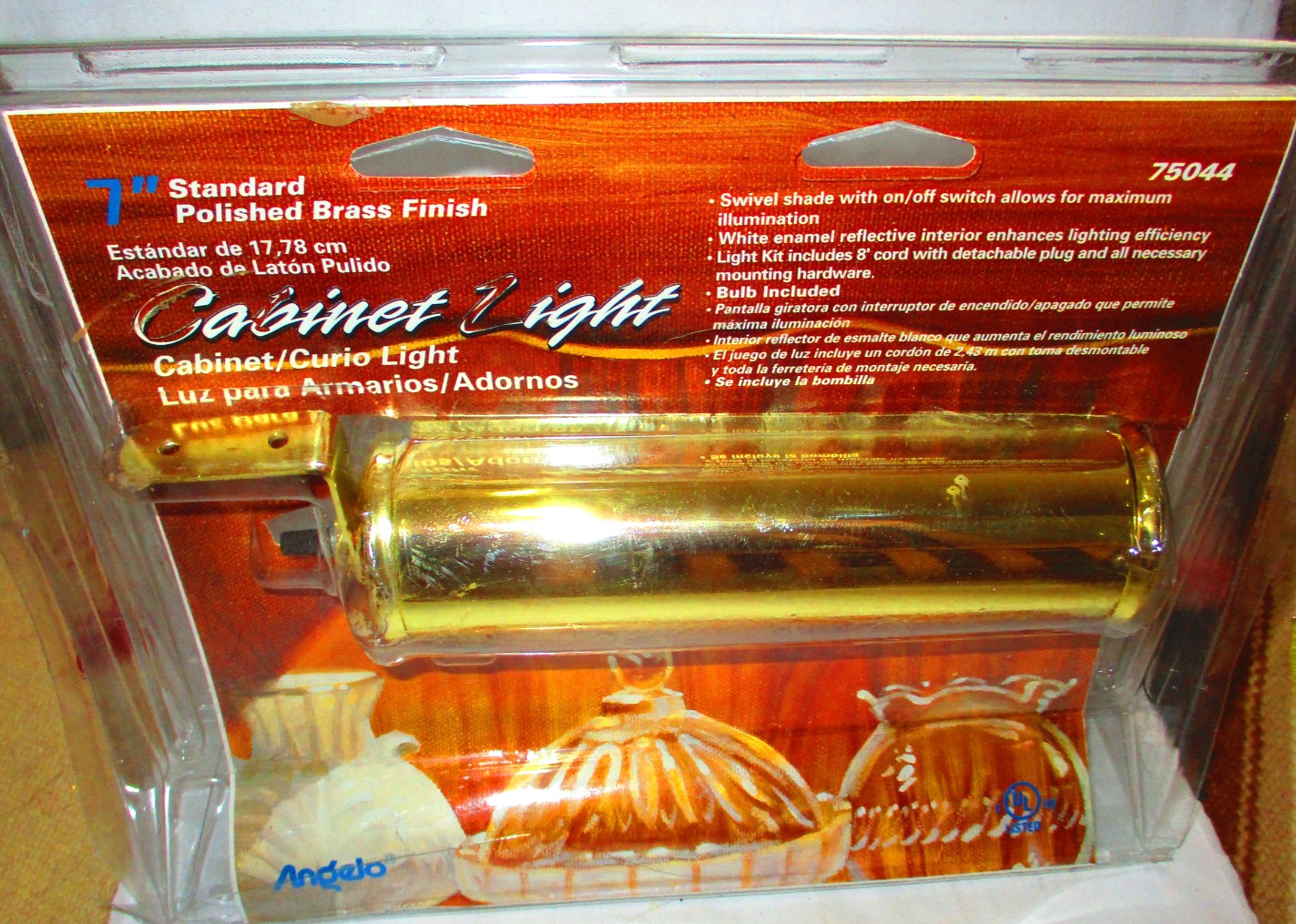 NOS Vintage Wall Mounted Cabinet Picture Light 5″ Plug-In metal Brass
