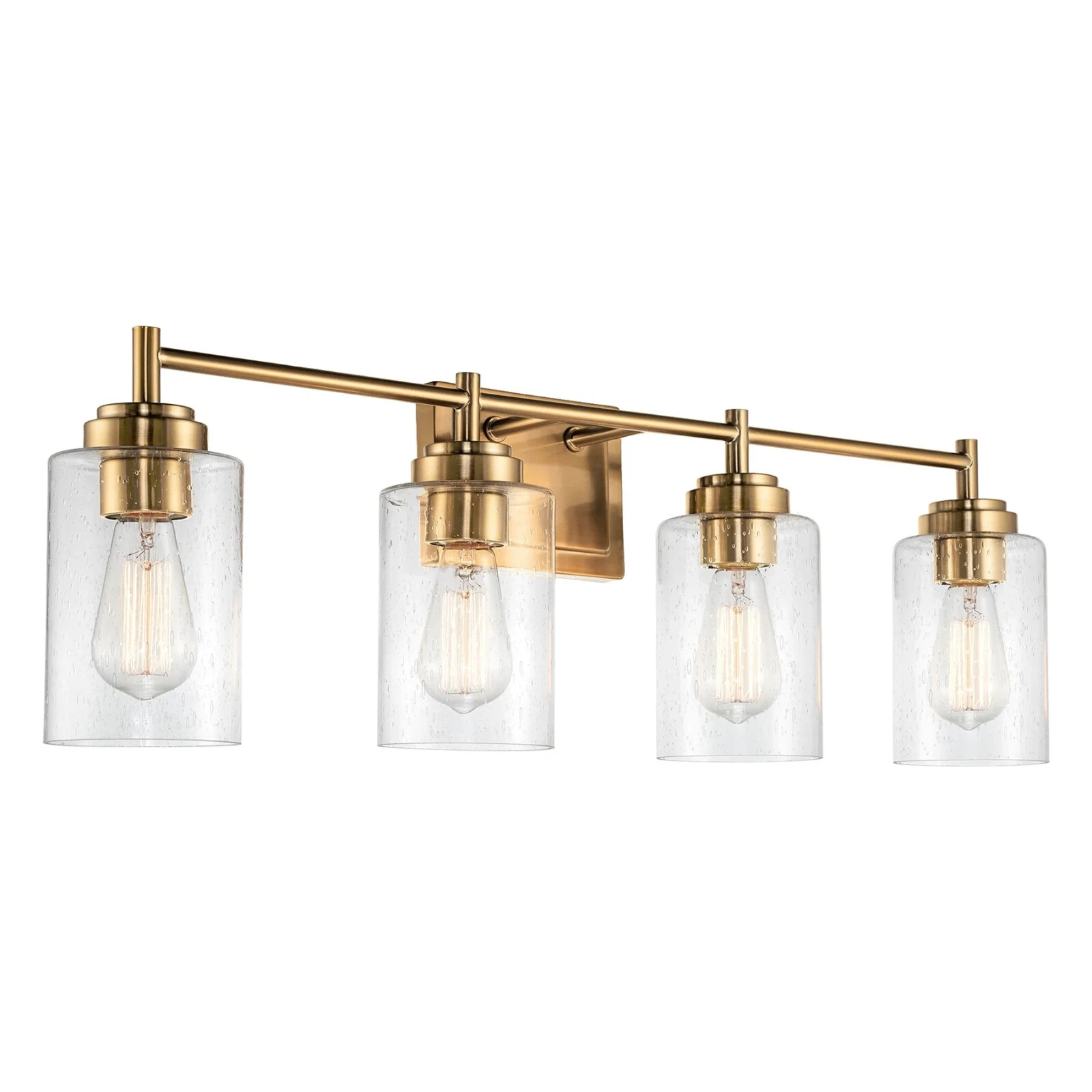 Kira Home Brenton 32″ 4-Light Modern Chic Vanity / Bathroom Light + Seeded Cylin